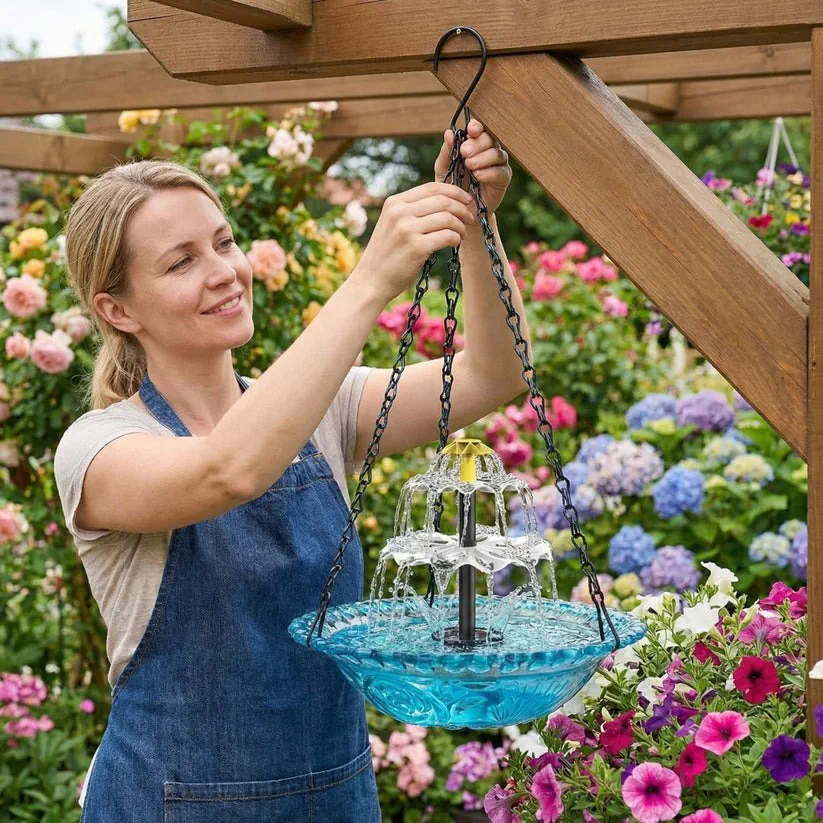 🎉 Special Offer Today Only!🐦Solar Cascade Hanging Bird Bath Fountain