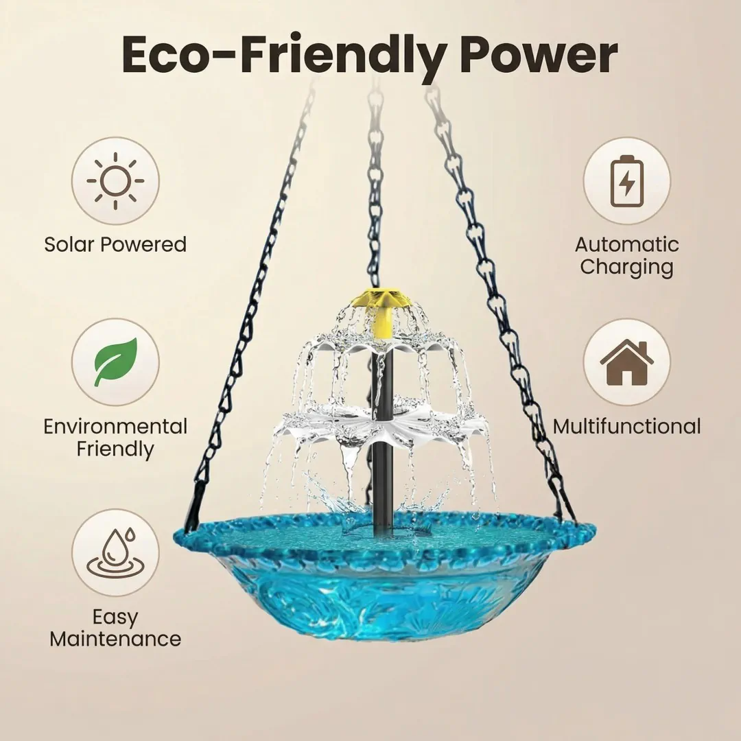 🎉 Special Offer Today Only!🐦Solar Cascade Hanging Bird Bath Fountain